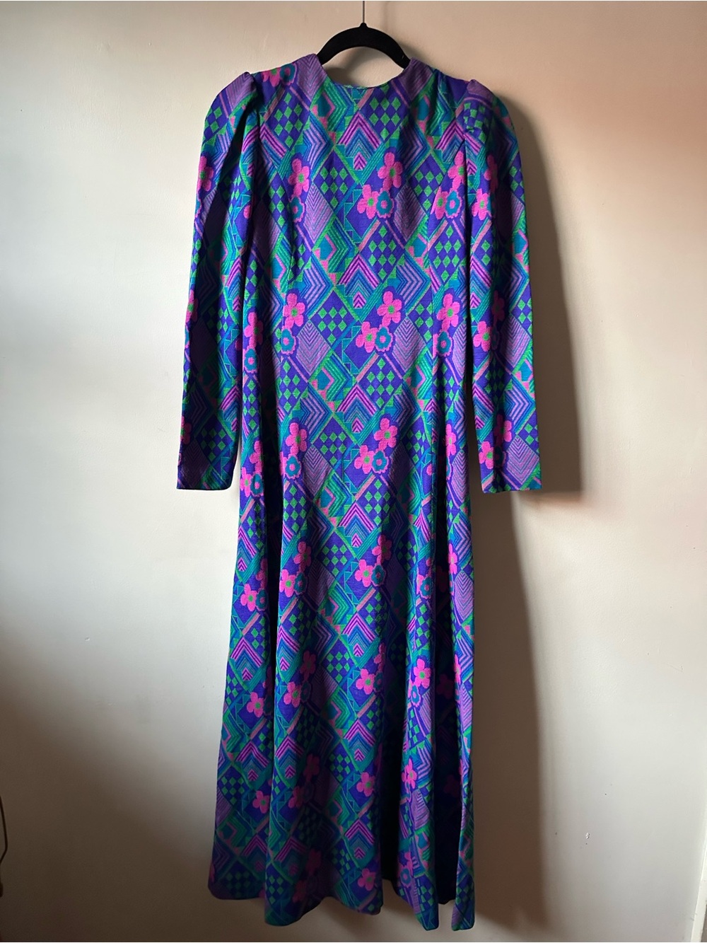 Vintage 70s Maxi Sweater Dress Flower Power Talon